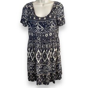 Billabong - Black/Tan Floral Print Flowy Dress - Size Medium